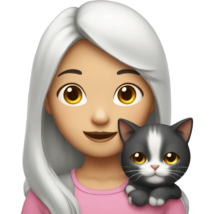 asian girl with cat emoji