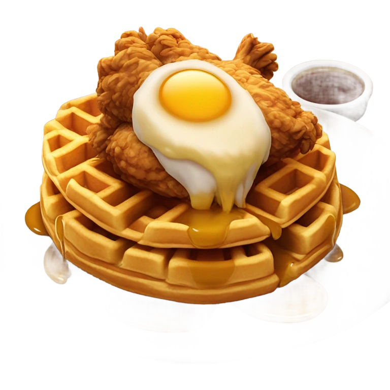 Fried chicken and waffle drizzled with maple syrup emoji