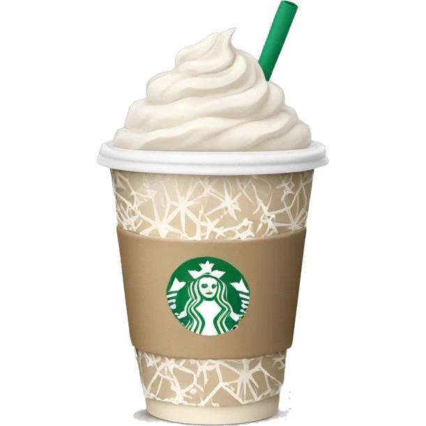 beige starbucks cup with winter pattern emoji
