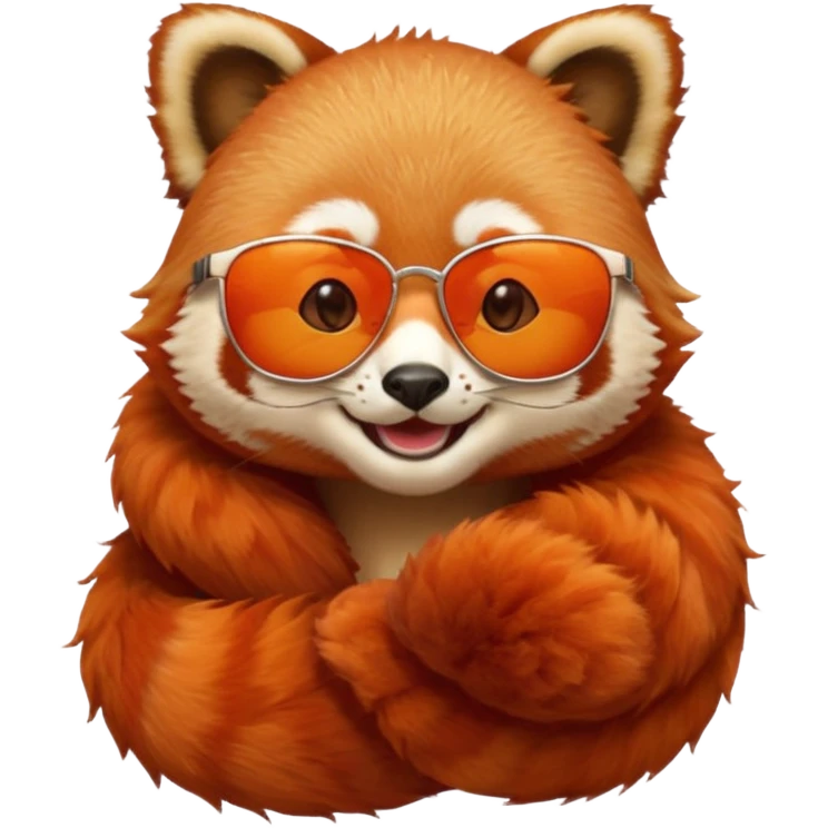 A red panda with no eyes, shades on and smiling emoji