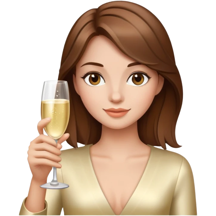 brown hair girl with champagne  emoji