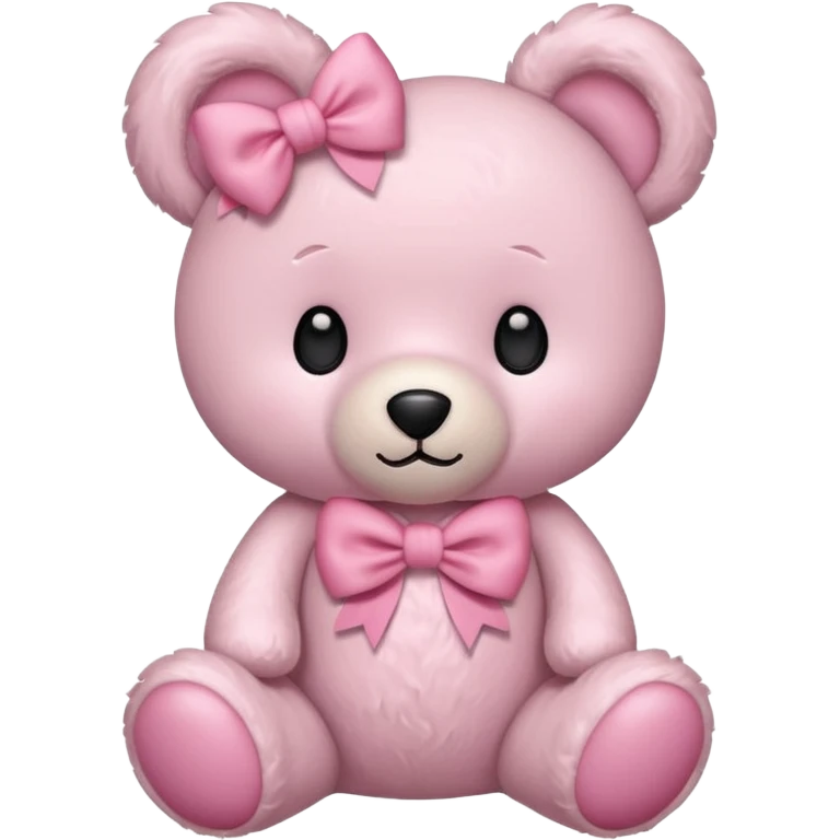 light pink adorable teddy bear with bow emoji