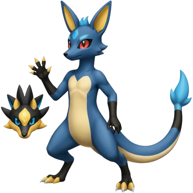 Umbreon-Lucario-Salandit-Zeraora-fusion, full body emoji