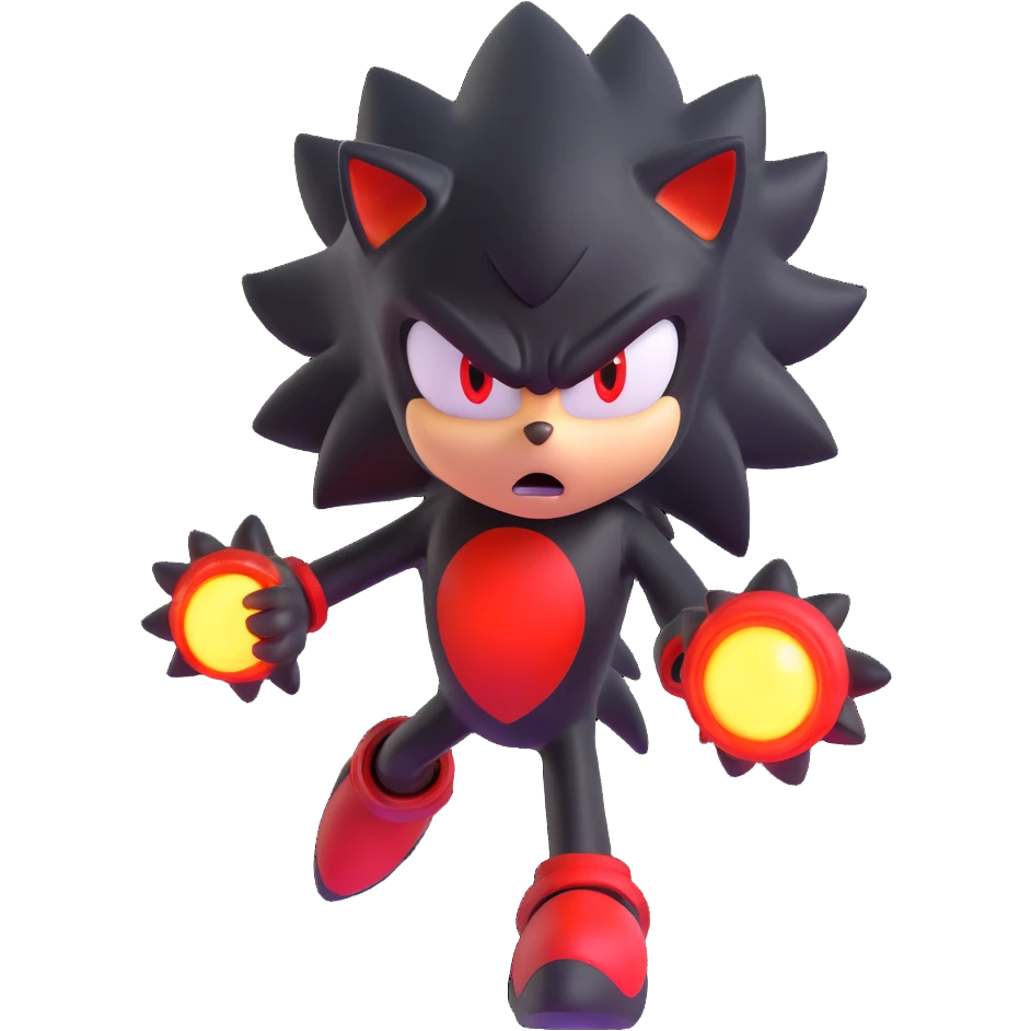 Shadow the Hedgehog charging up chaos energy, glowing red accents, intense expression emoji