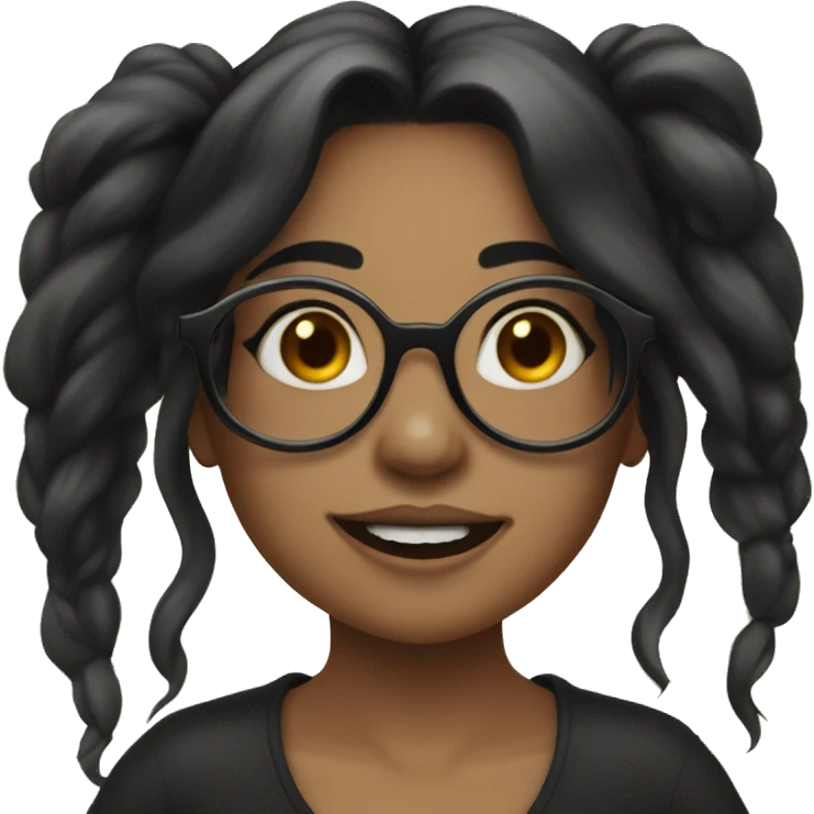 girl with glasses and black longhair and septum ring emoji