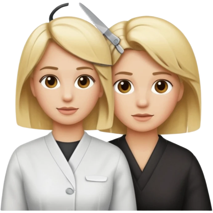 blonde hairdresser cutting a client's hair, iOS Apple emoji style emoji