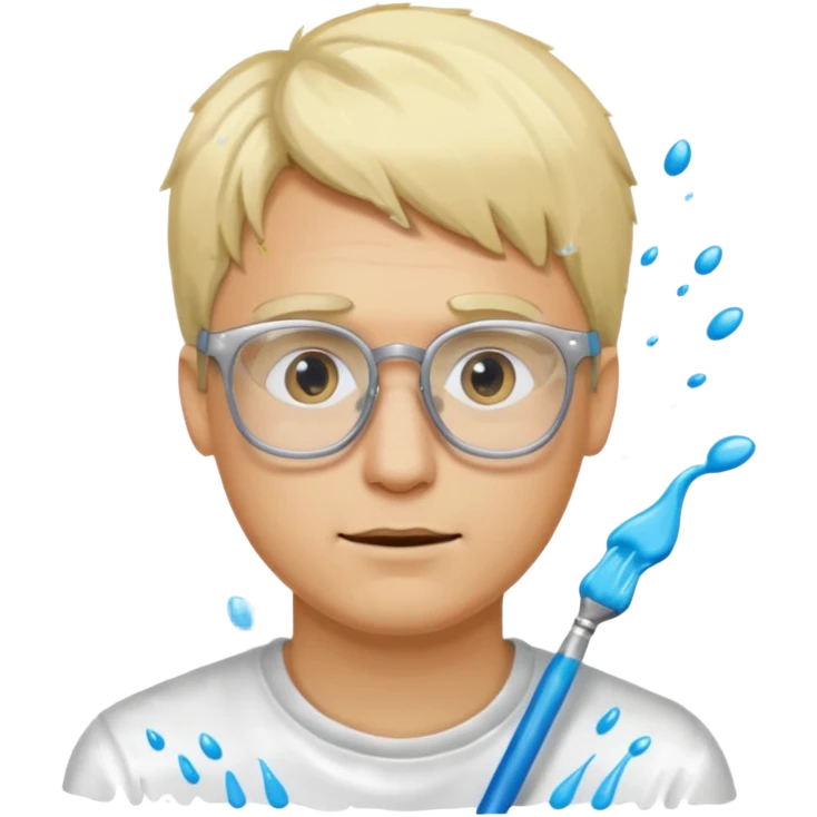 Blond man with glasses splashed with white paint  emoji