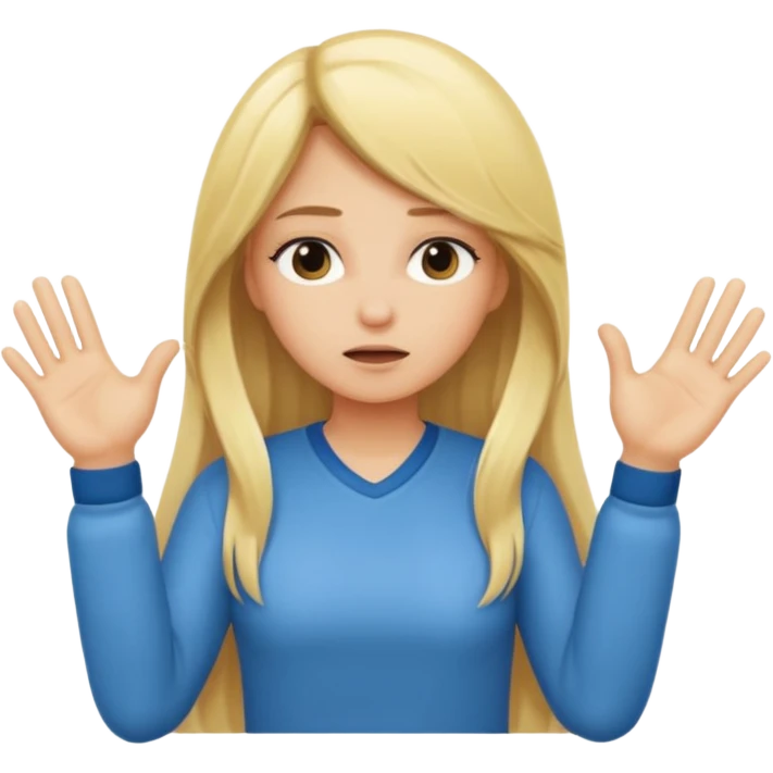 blonde cartoon girl long hair making time out gesture emoji