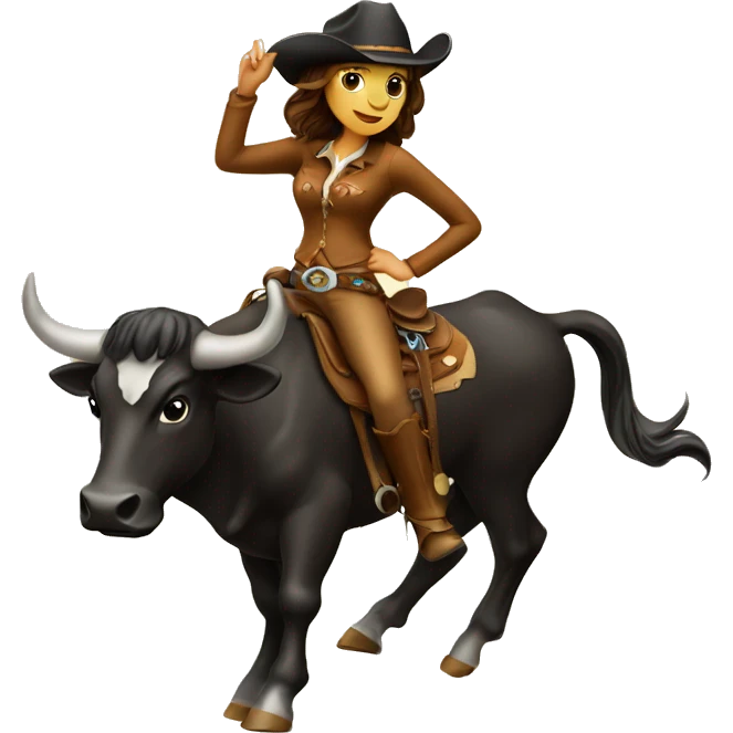 Female cowgirl on a bull  emoji