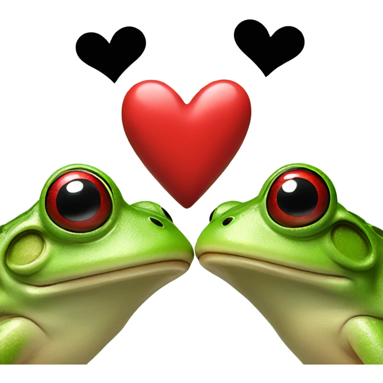 Kissing frogs with Heart and red lips emoji
