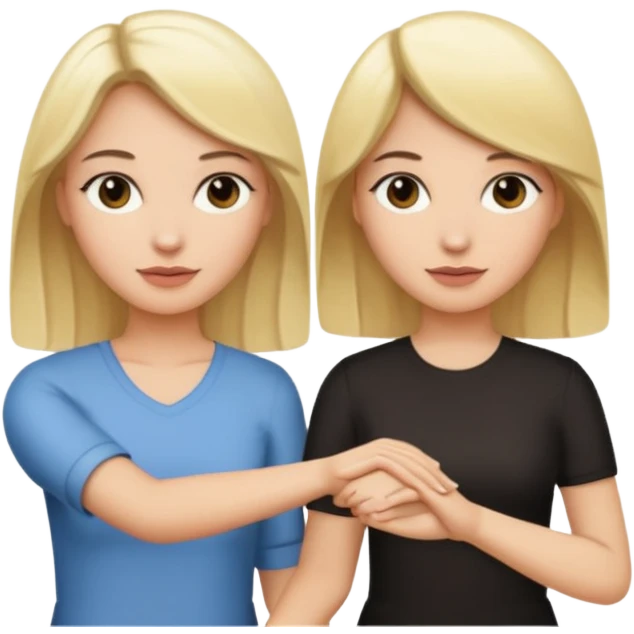 blonde woman holding hands with a dark-haired woman emoji