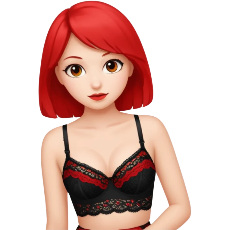 Girl with sexy bra and miny skart emoji