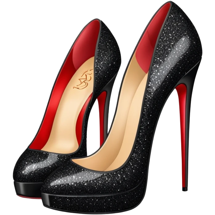 Red bottom black glitter heels emoji