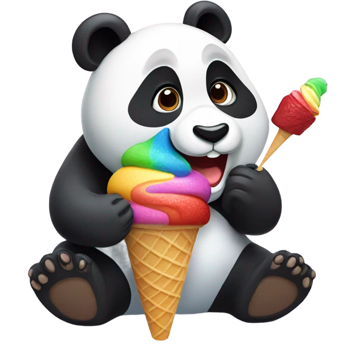 Panda eating ice cream emoji
