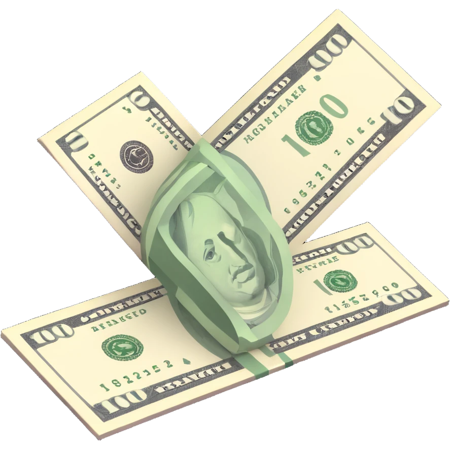 three 100 dollar bills emoji