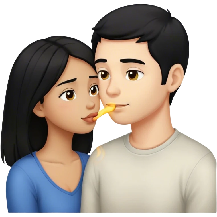 Guy smelling light skinned black hair girlfriend  emoji
