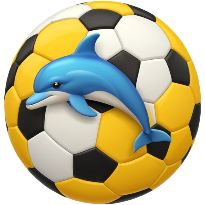Yellow black dolphin cirkle wave soccerball emoji