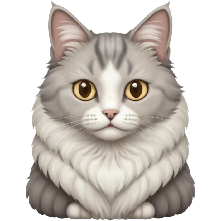 a grey and white cat sitting regally emoji