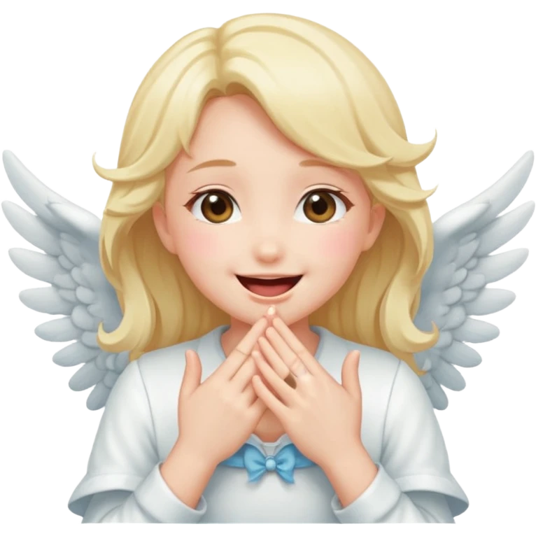 cute anime angel girl laughing with hands over her mouth emoji