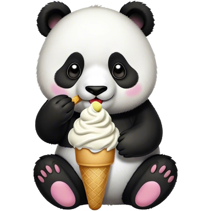 Panda eating ice cream emoji