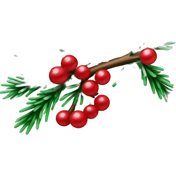 Pine branch with red berries and green needles, winter vibe emoji