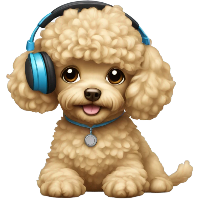Blonde toy poodle with headphones on emoji