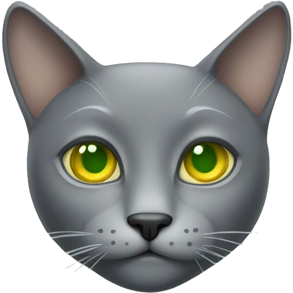 grey cat with stupid face and yellow green eyes emoji