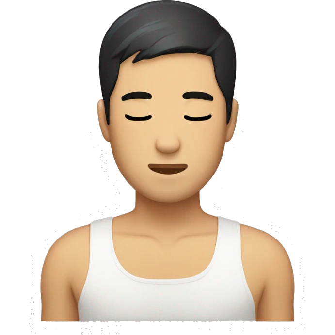 Black hair, short hair, short hair, Asian man, snoring with eyes closed, sunburnt skin emoji