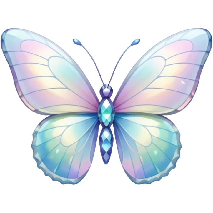 Pastel white iridescent glass crystal butterfly emoji