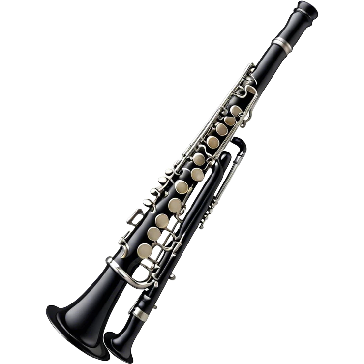 Cinematic Realistic Clarinet, deep black body with gleaming silver keys, rich warm lighting catching every intricate detail, slightly worn mouthpiece adding authenticity, glowing with a timeless and sophisticated presence. emoji