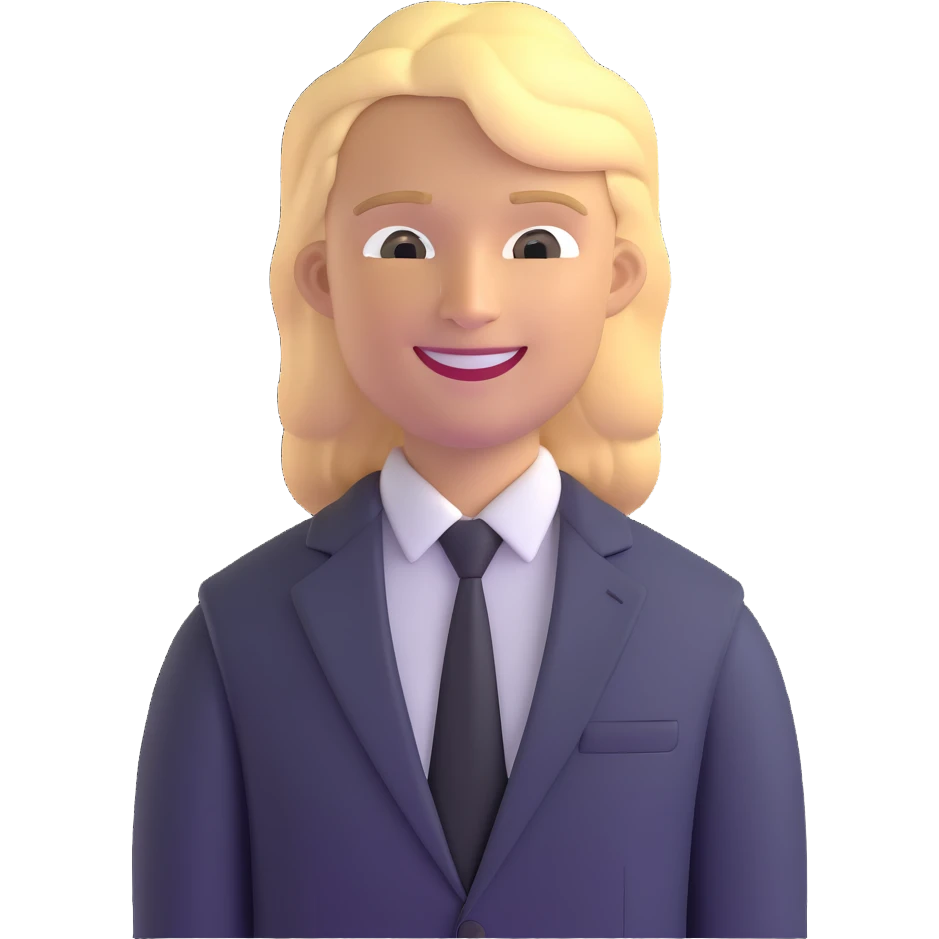 Oleg Tinkov, smiling, blond hair, wearing a business suit emoji