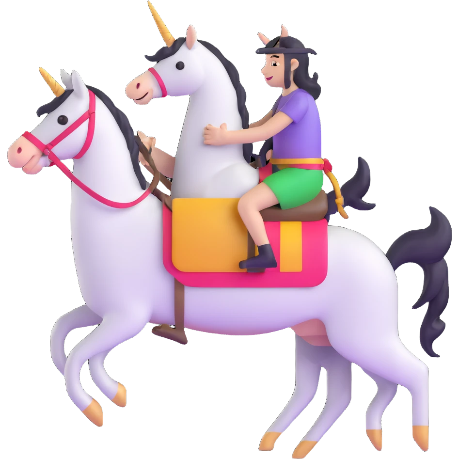 vibrant colored unicorn riding a donkey emoji