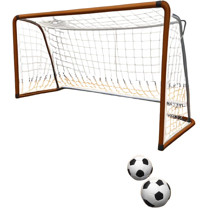 A close-up of footballs and a goal on a covered indoor futsal court with a wooden floor. The scene highlights the details of the balls and goalposts, with the smooth, polished court surface creating a clean and focused atmosphere for the game. emoji