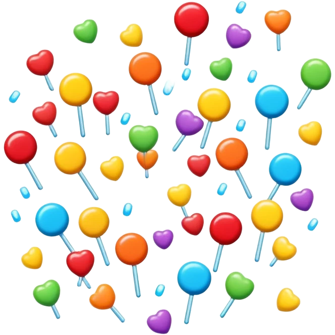 candy rain falling from clouds, colorful candies emoji