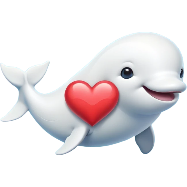 Baluga whale with a heart emoji