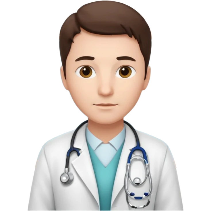 medico con estetoscopio y bata en la consulta de un hospital emoji