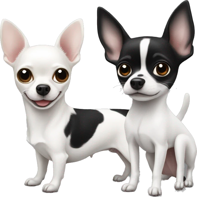 a white chihuahua and a black and white chihuahua emoji