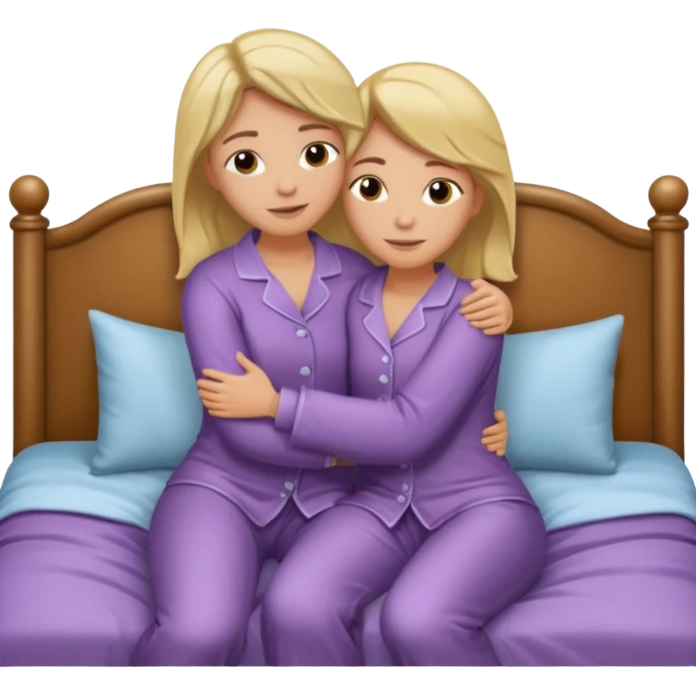 Masculine women spooning in bed emoji