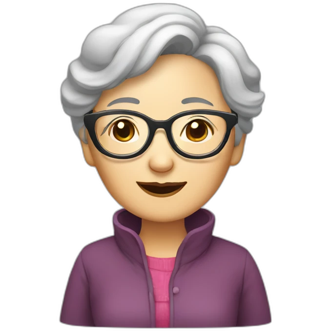 Chinese senior lady wear glasses with sleepylooks emoji