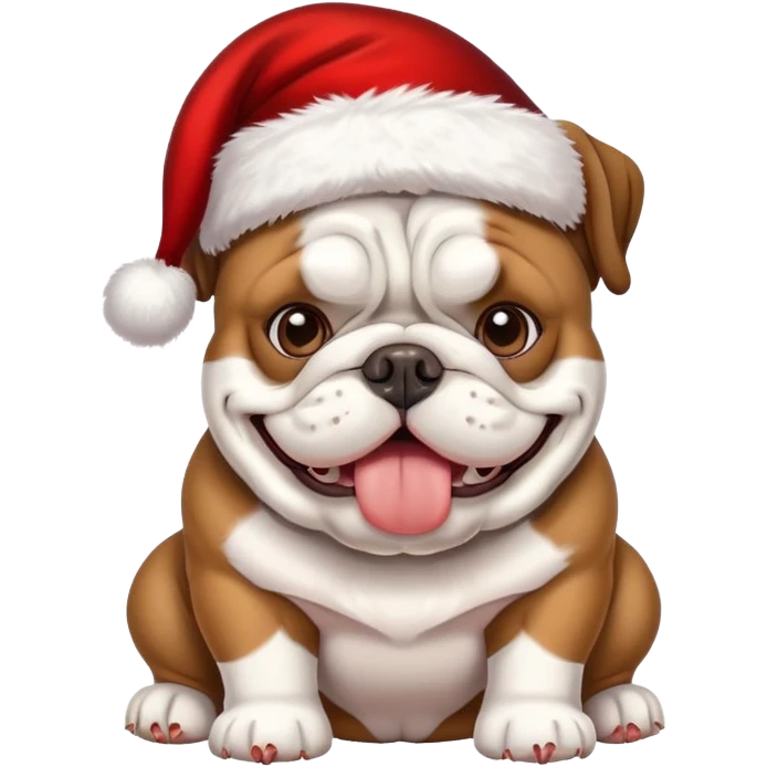 Bulldog wearing a Santa hat emoji