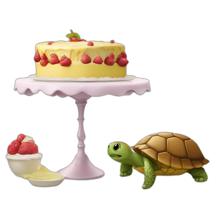 Tortue qui mange un gâteau emoji