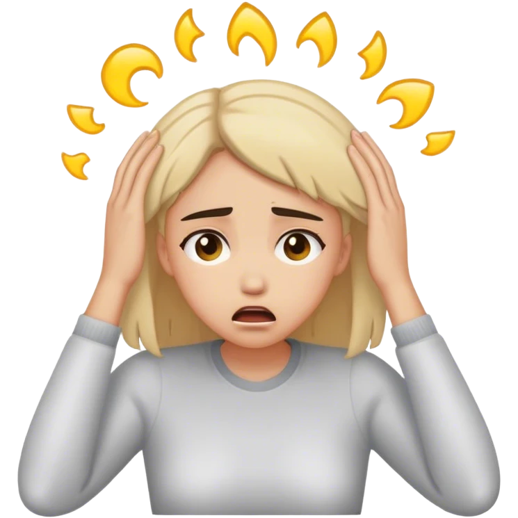 Girls holding her head in fustration emoji