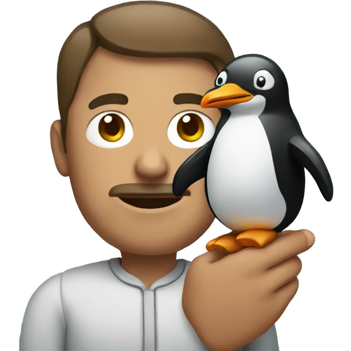 Man holding a penguin  emoji