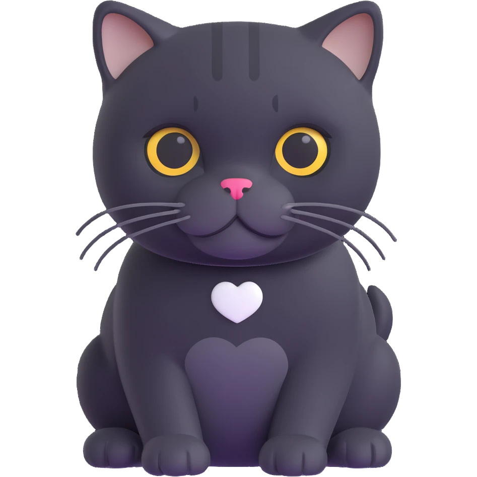 black Scottish fold cat with white spot on the chest emoji
