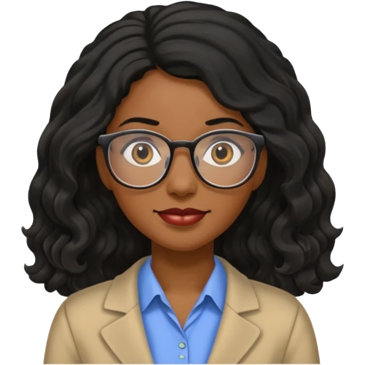 Black women teacher with black long  wavy hair emoji