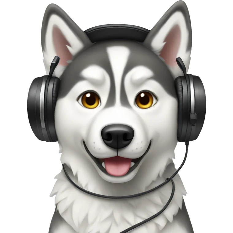 Husky with headphones emoji