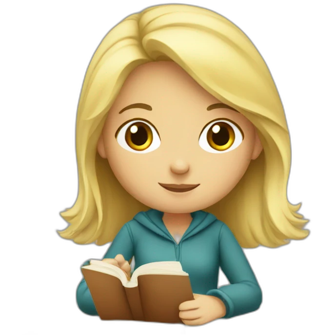 A blonde girl studying emoji