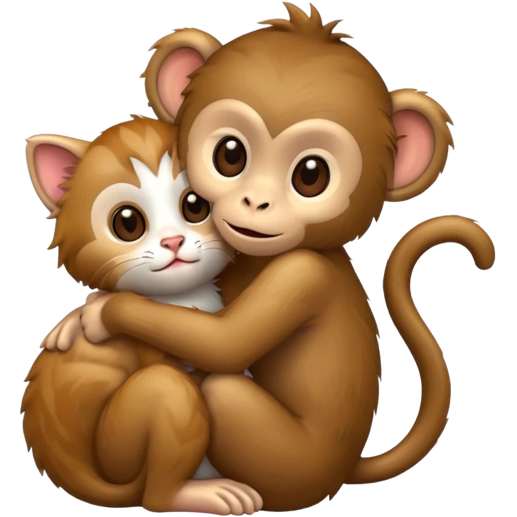 Monkey and kitten hugging emoji