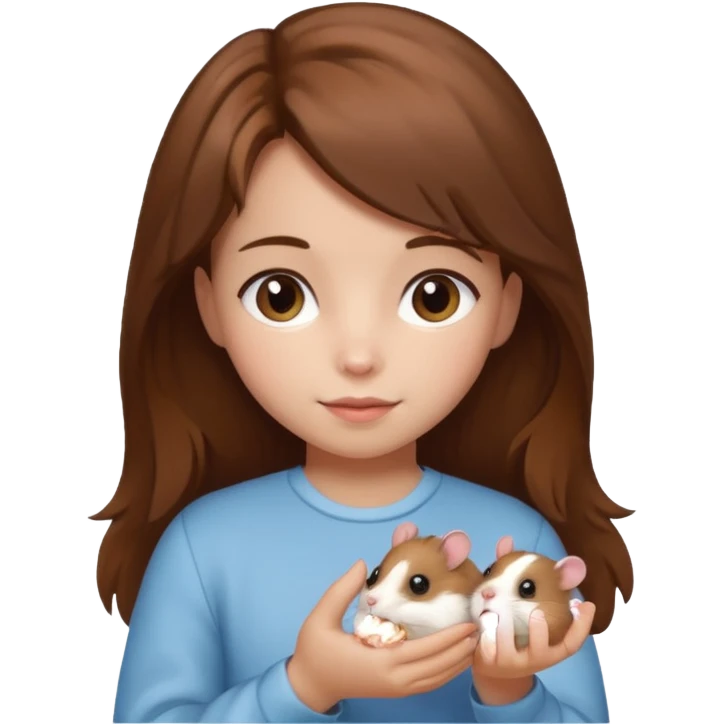A pretty brown hair  girl holding a hamster emoji