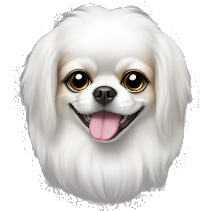 happy japanese chin, black ears, black fur on left eye, white fur on right eye  emoji